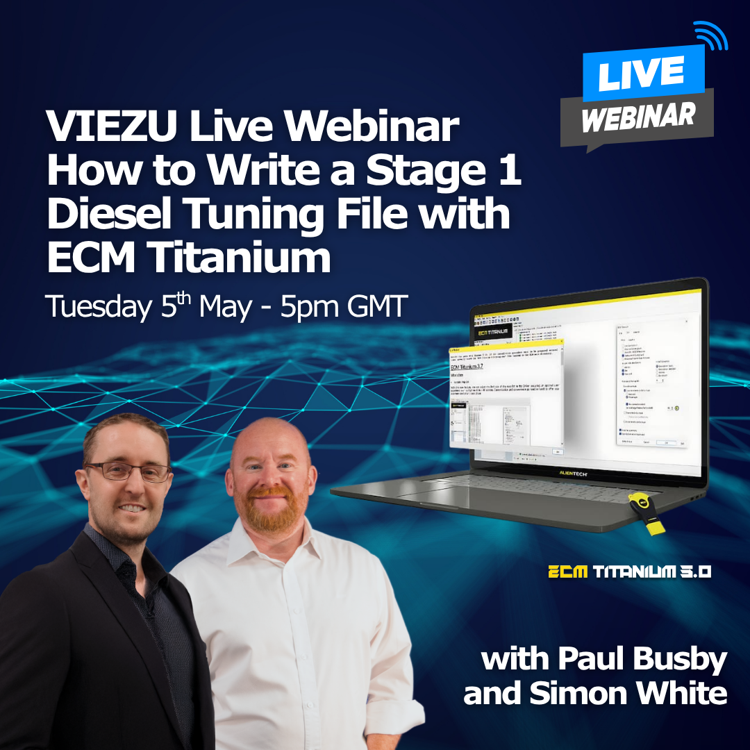 Viezu live webinar promo image - How to write a stage 1 tuning file with ECM titanium with Paul Busby and Simon White – Viezu USA