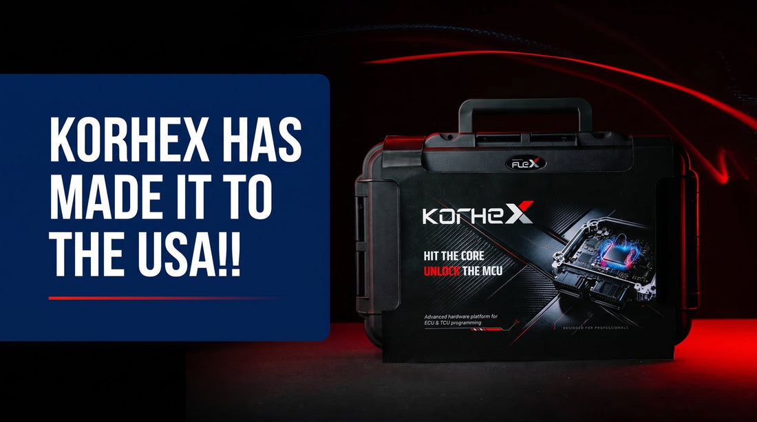 KORHEX has made it to the USA — the black KORHEX hard case with 'Hit the Core. Unlock the MCU.' artwork