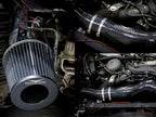 Jaguar F-Type cold air intake filter and silicone hoses installed